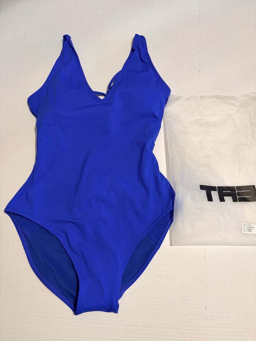 TA3 Plungey One-Piece Swimsuit in Sapphire, Size Large Short (L/S)